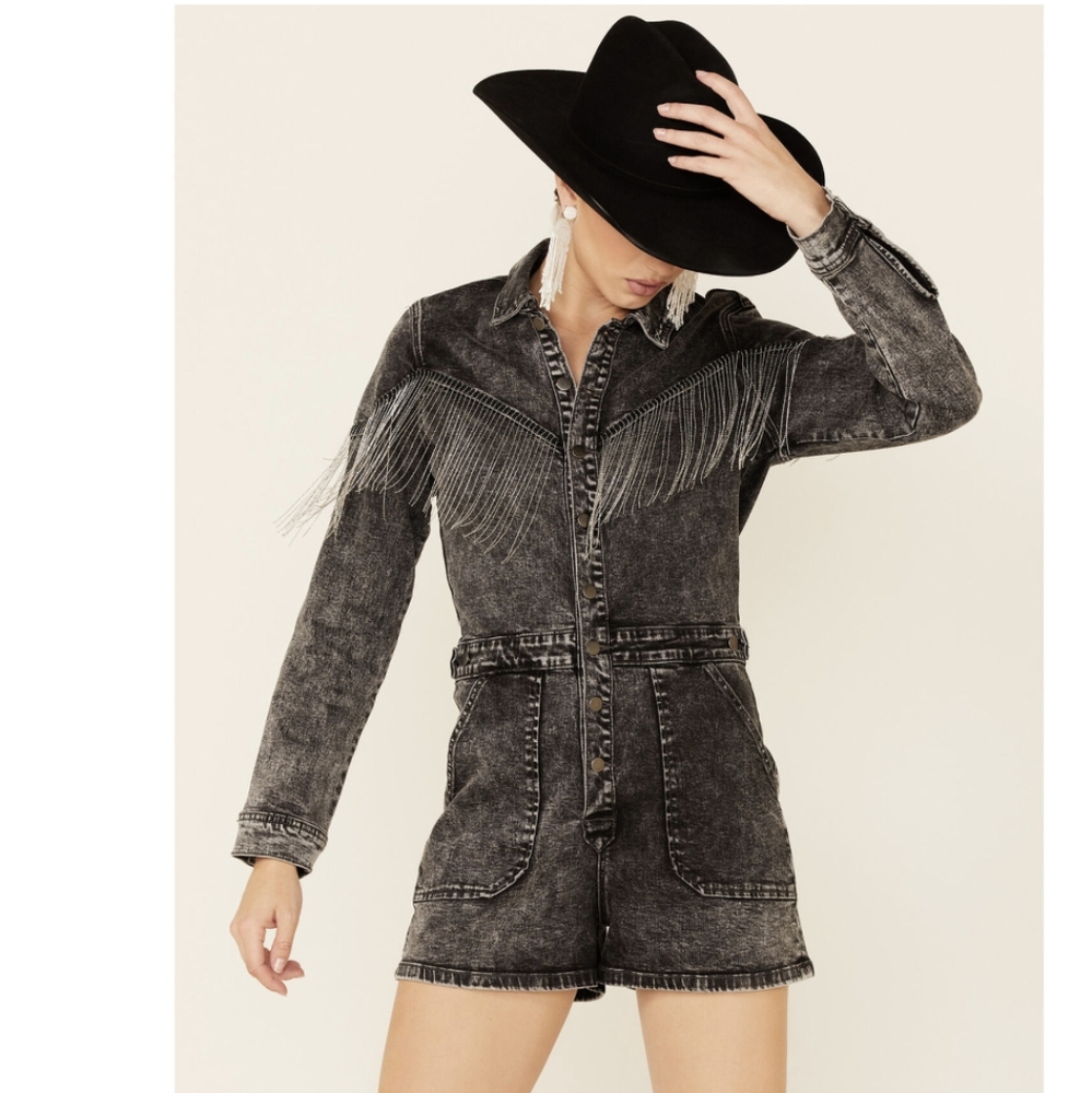 Rock & Roll Denim Women's Fringe Denim Romper